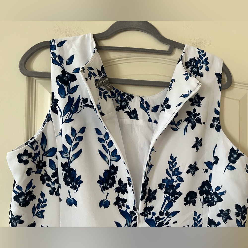 Jessica London Floral Sleeveless Dress - White and Blue Women’s Size 16W - Picture 11 of 16